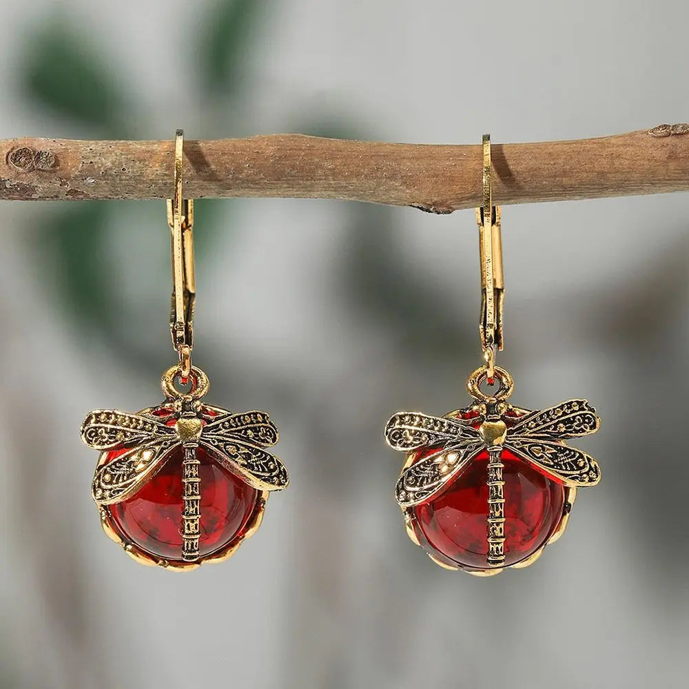 Stevie | Moonstone Dragonfly Drop Earrings