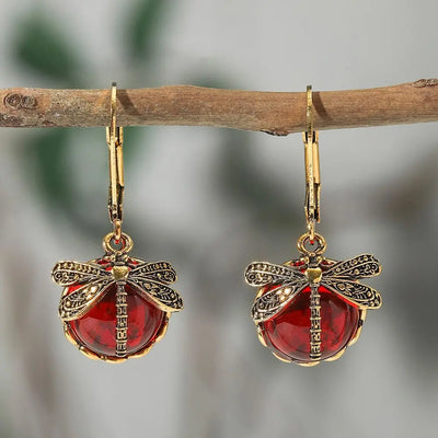 Stevie | Moonstone Dragonfly Drop Earrings