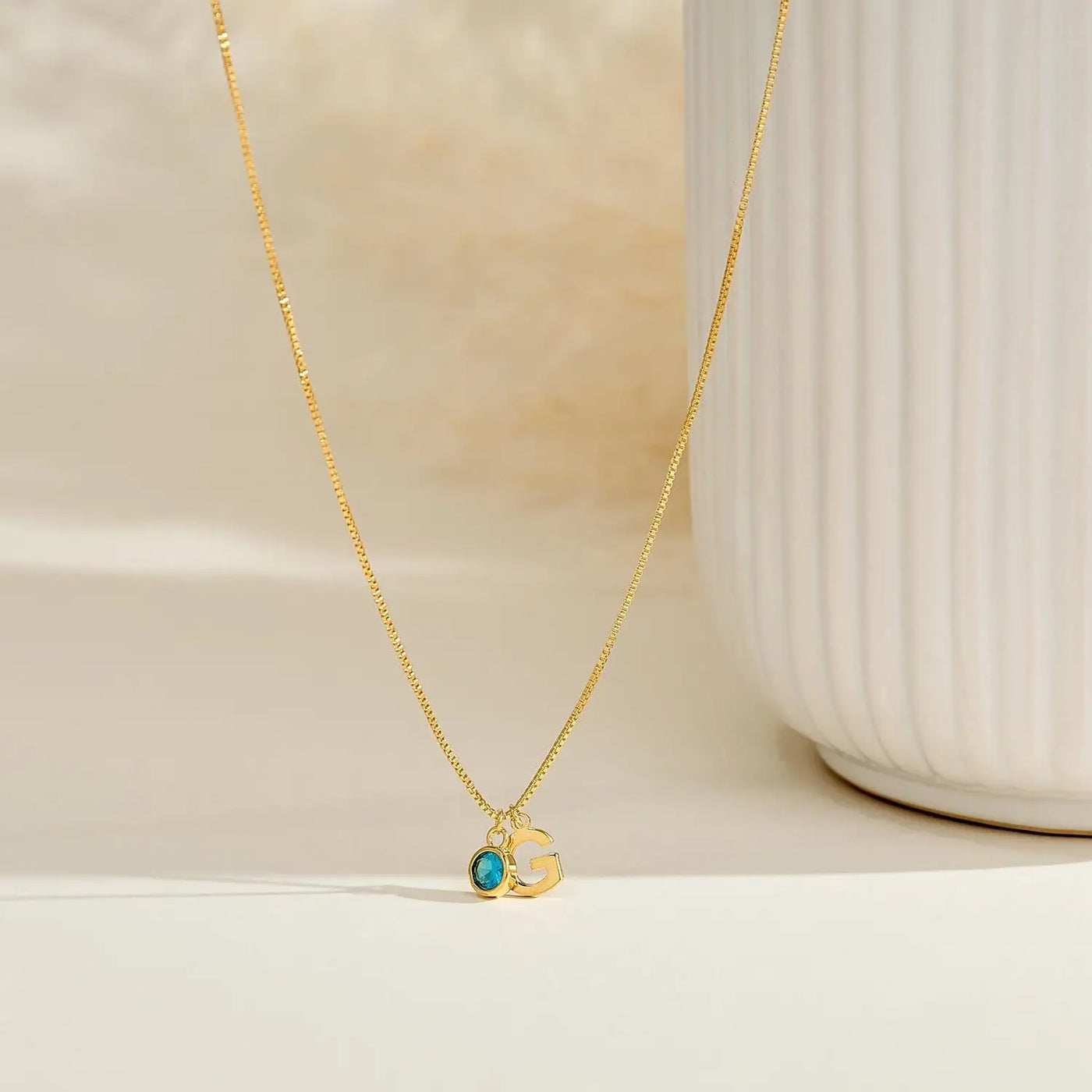 Elegant Birthstone Pendant Necklace with Initial Charm
