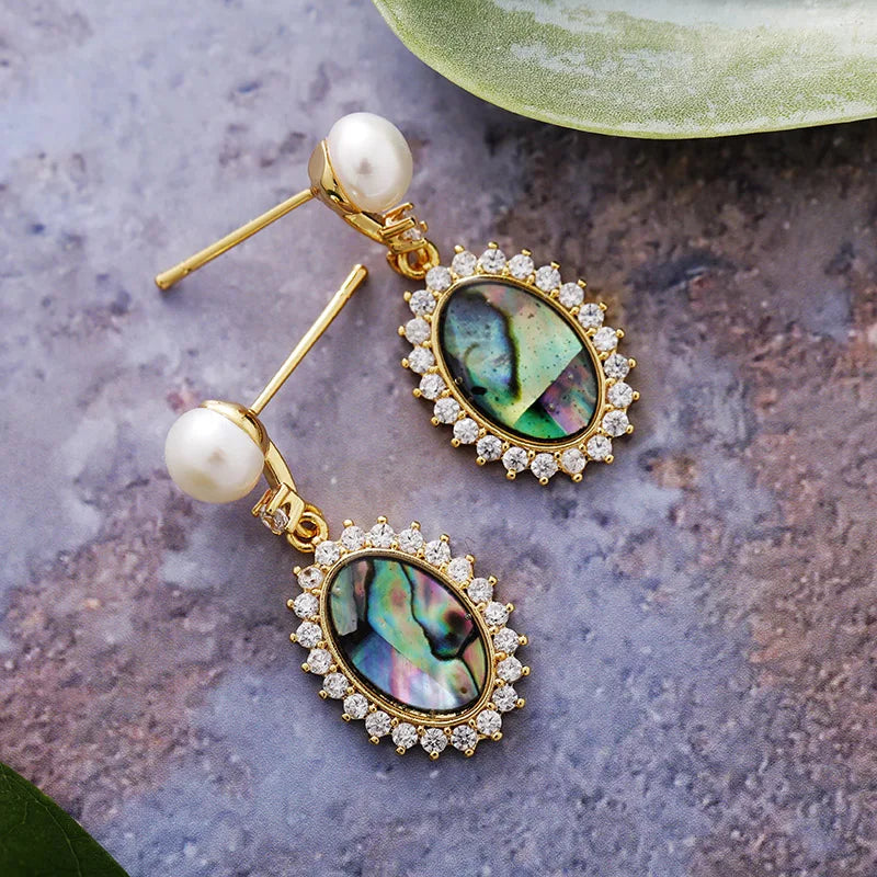 Sophia | Dangle Earrings with Freshwater Pearl and Shell Accents