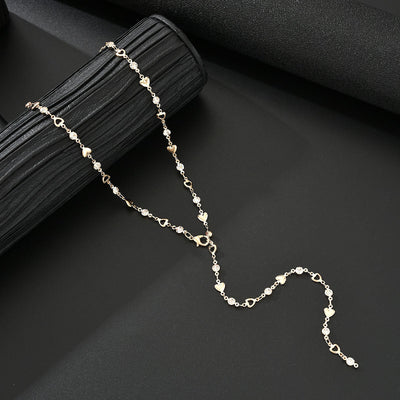 Gold Chain Necklace with Rhinestone Accents