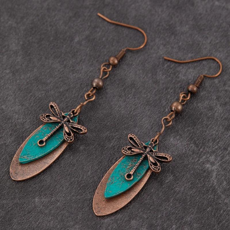 Lila | Bohemian-Inspired Geometric Dragonfly Earrings