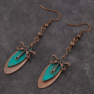Lila | Bohemian-Inspired Geometric Dragonfly Earrings