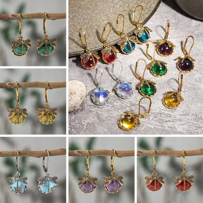 Stevie | Moonstone Dragonfly Drop Earrings