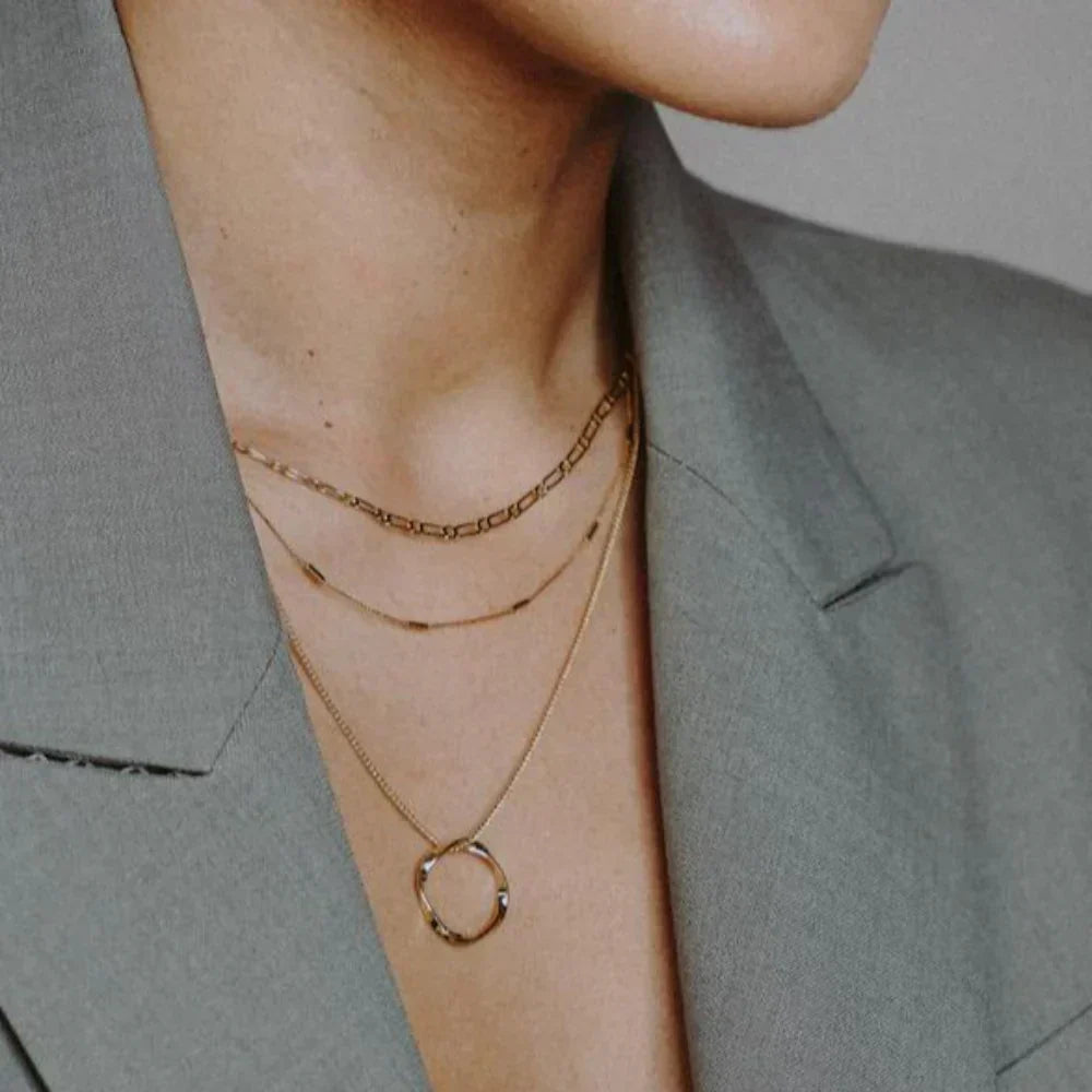 Circa™ | Three Row Gold Open Circle Necklace