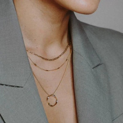 Circa™ | Three Row Gold Open Circle Necklace