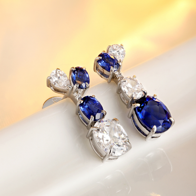 Elegant Blue Sapphire Dangle Earrings