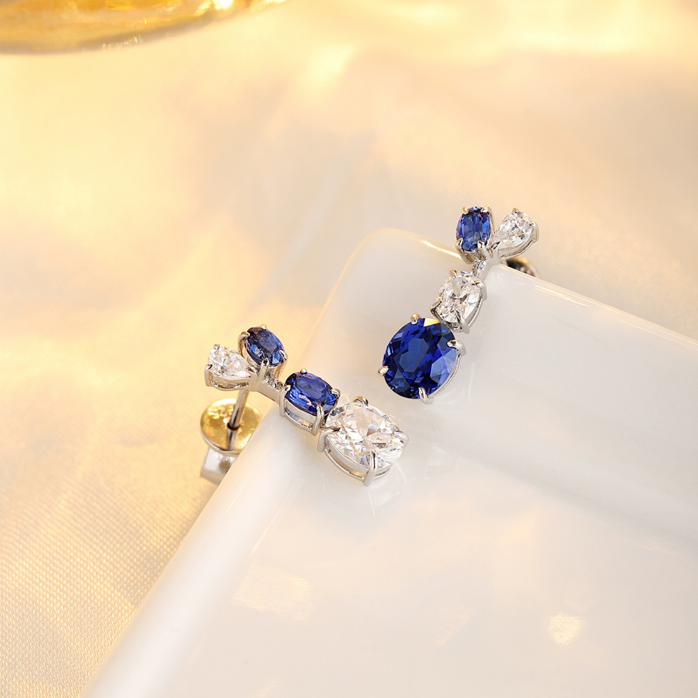 Elegant Blue Sapphire Dangle Earrings