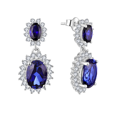 Floral Blue Zircon Stud Earrings