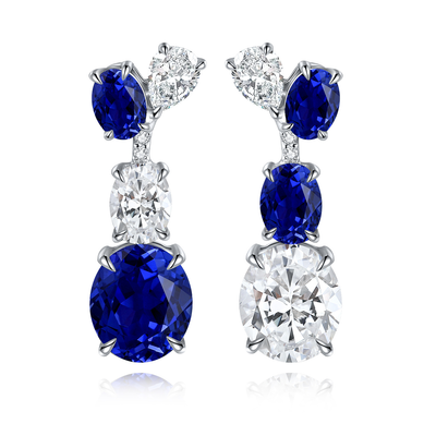 Elegant Blue Sapphire Dangle Earrings