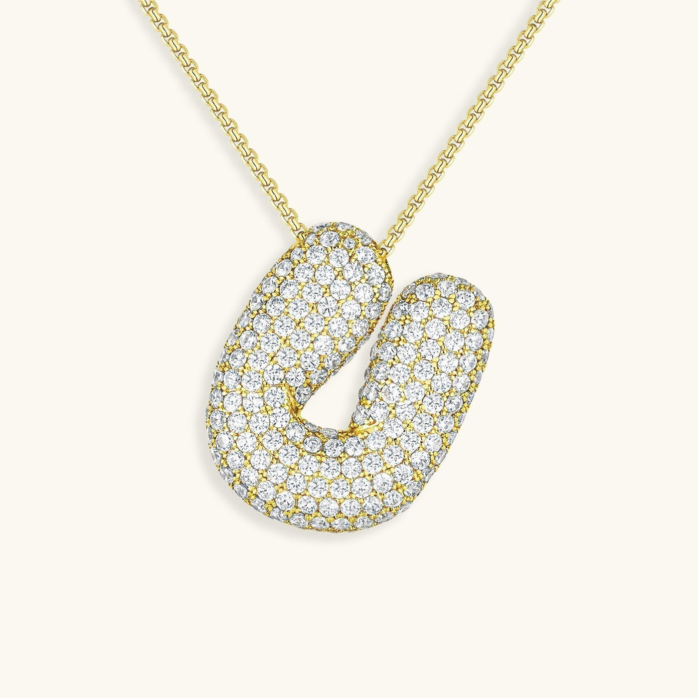 18k Gold Bubble Name Necklace with Diamond Accent