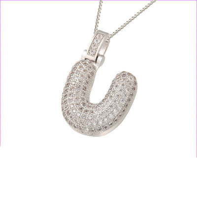 Initial Pave Bubble Necklace in 18k Gold
