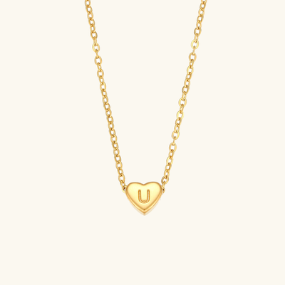 18k Gold Heart Initial Necklace