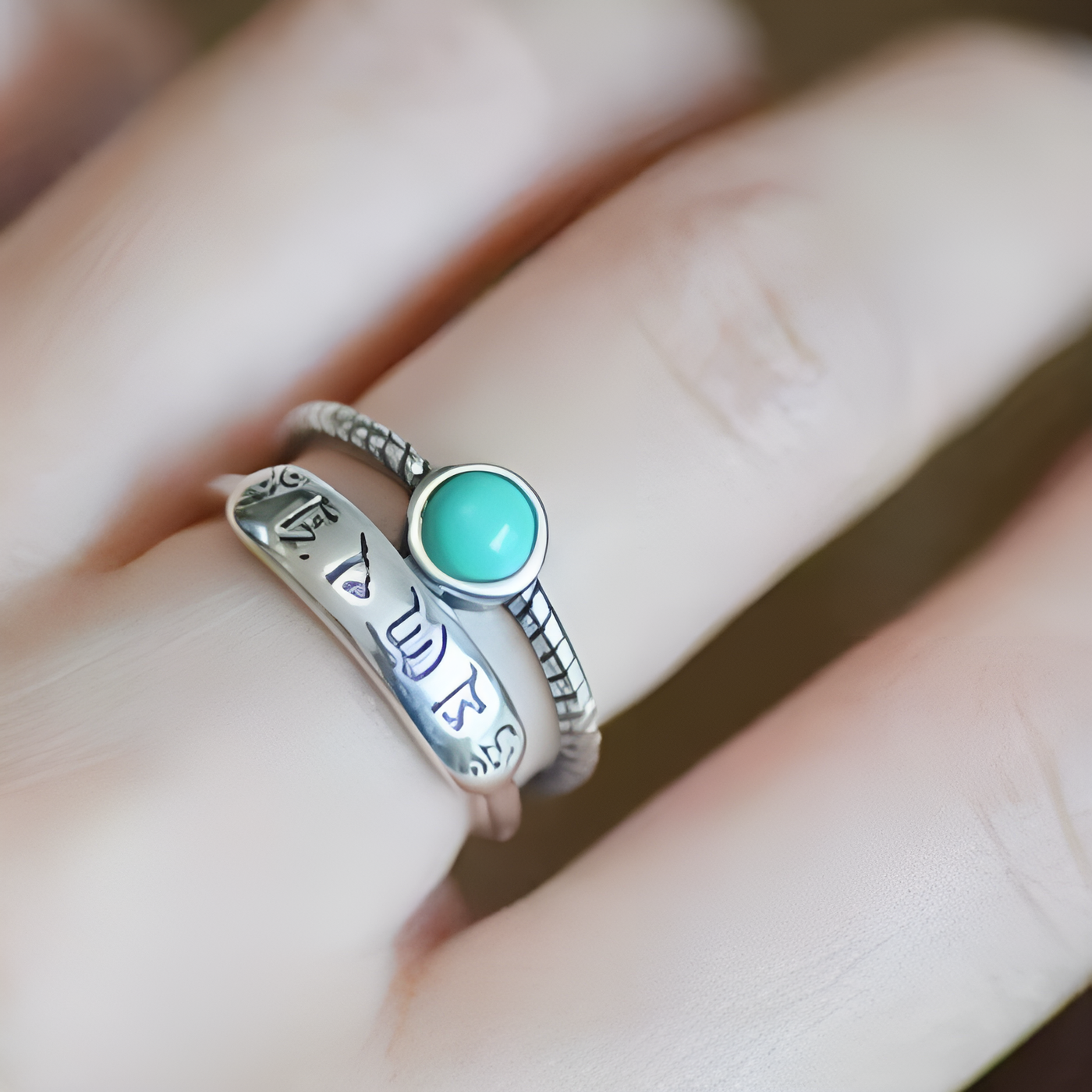 Retro Turquoise and Silver Lunar Ring