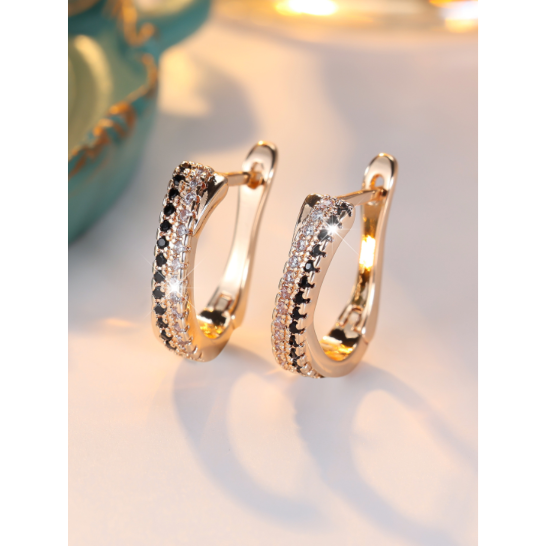 Jolie | Women's Silver Hoop Earrings with Blue Sapphire Accents