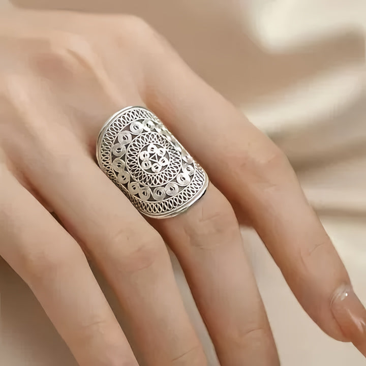 Retro Silver Cocktail Ring