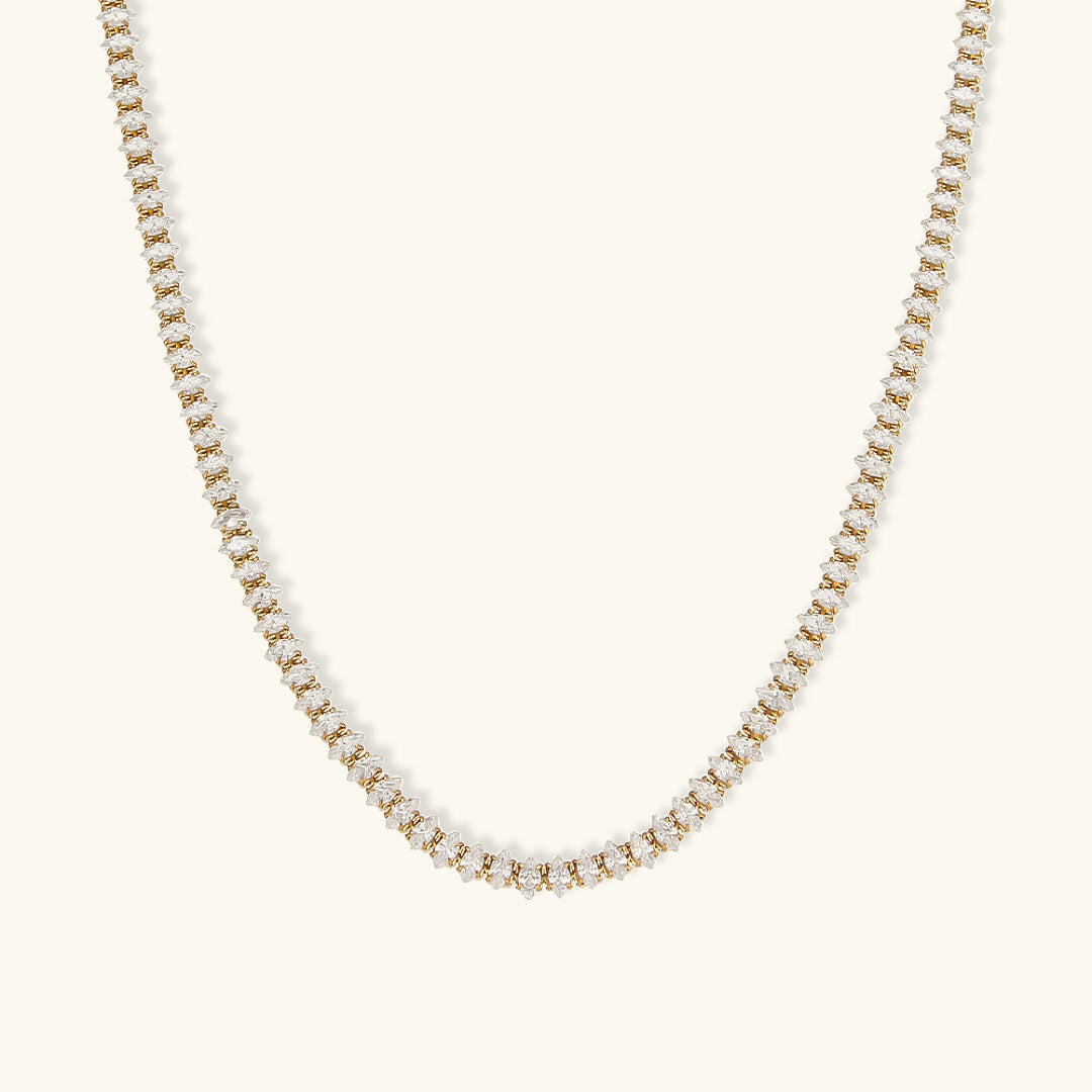 18k Gold Wisteria Tennis Necklace adorned with Diamonds