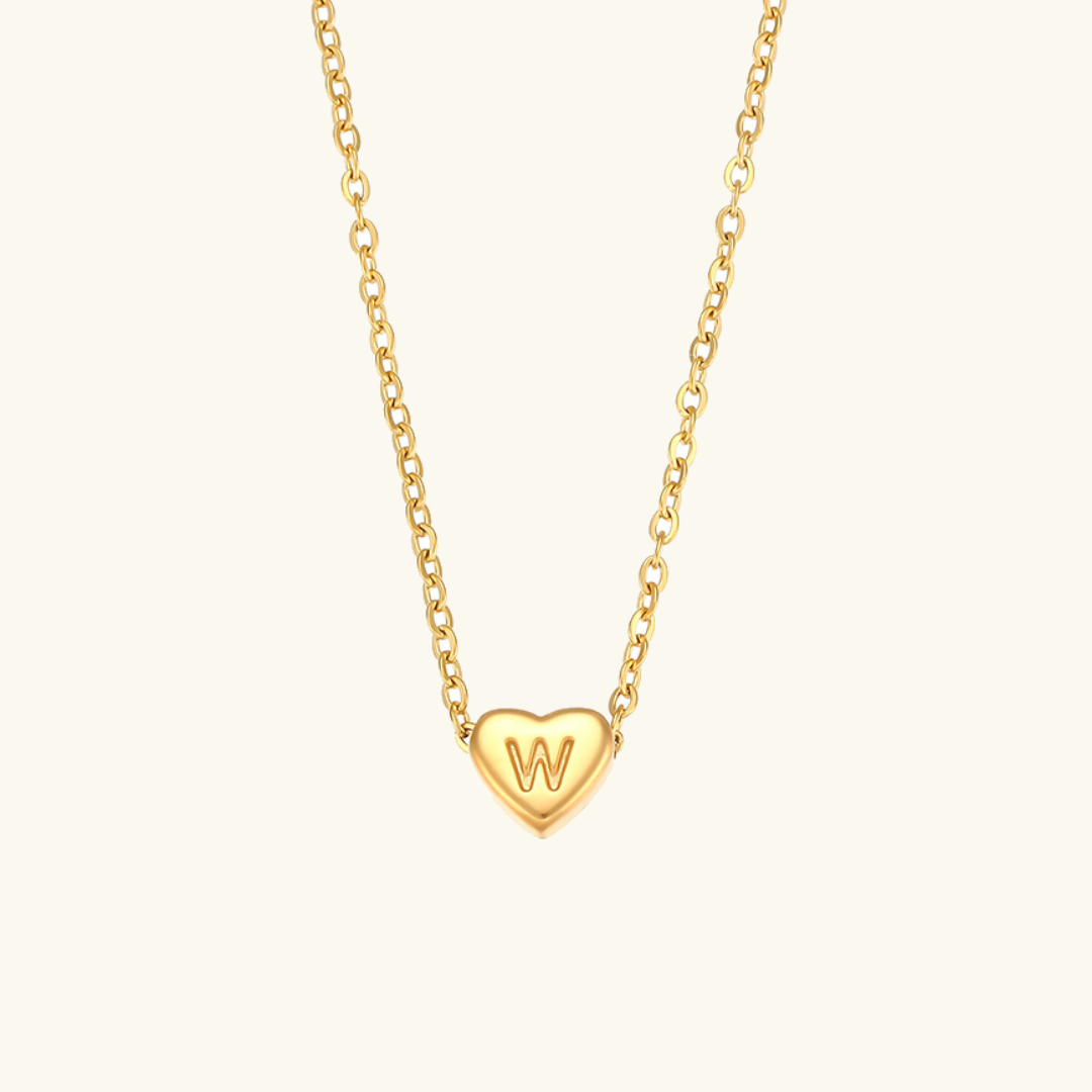 18k Gold Heart Initial Necklace