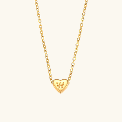 18k Gold Heart Initial Necklace