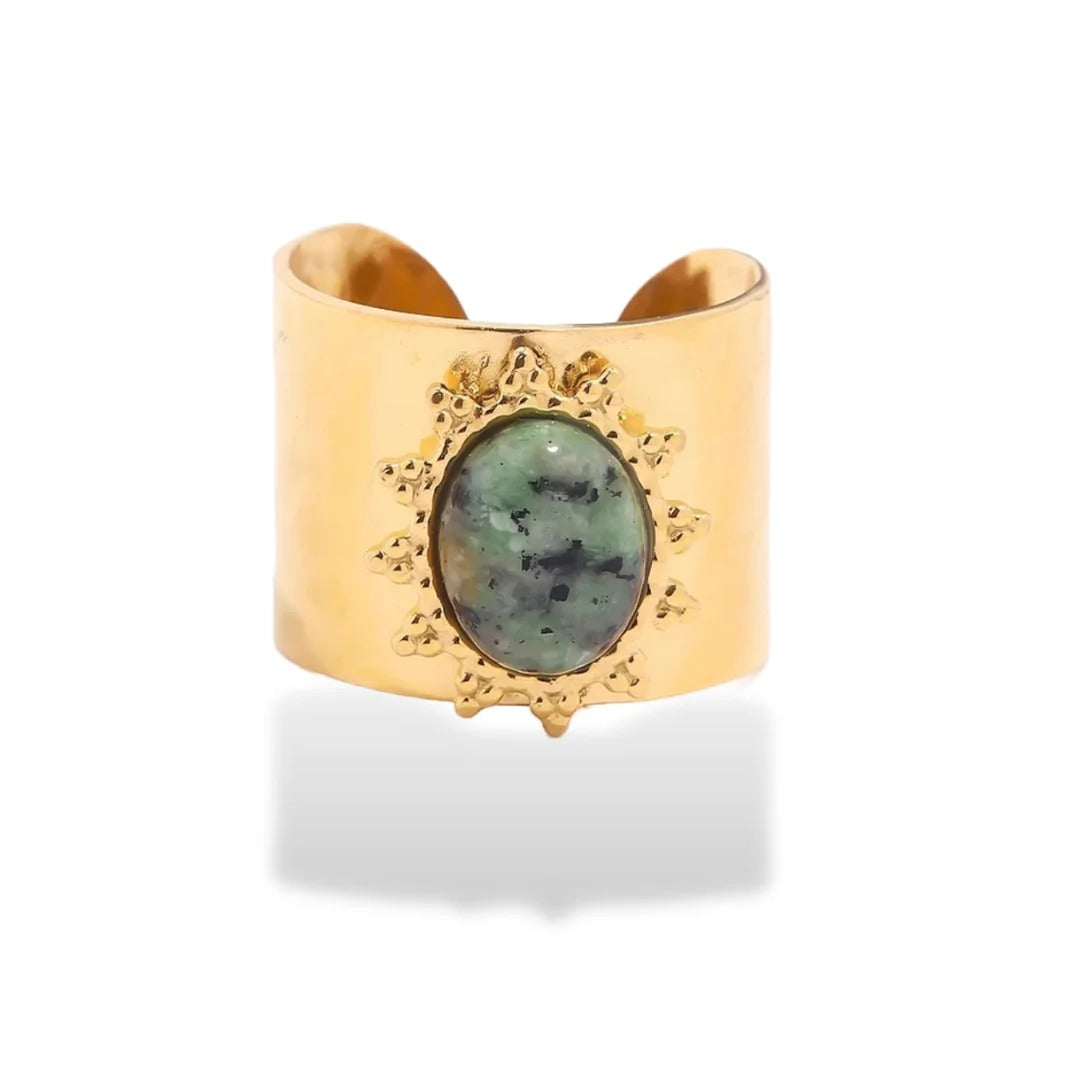 Antique Golden Inlaid Gemstone Ring