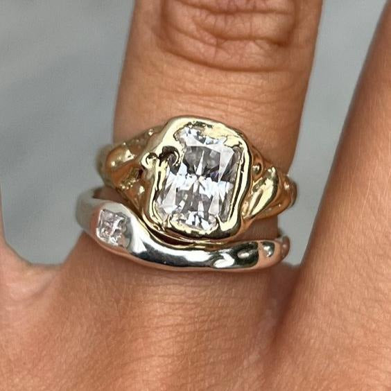 Radiant Gold and Silver Ring Set