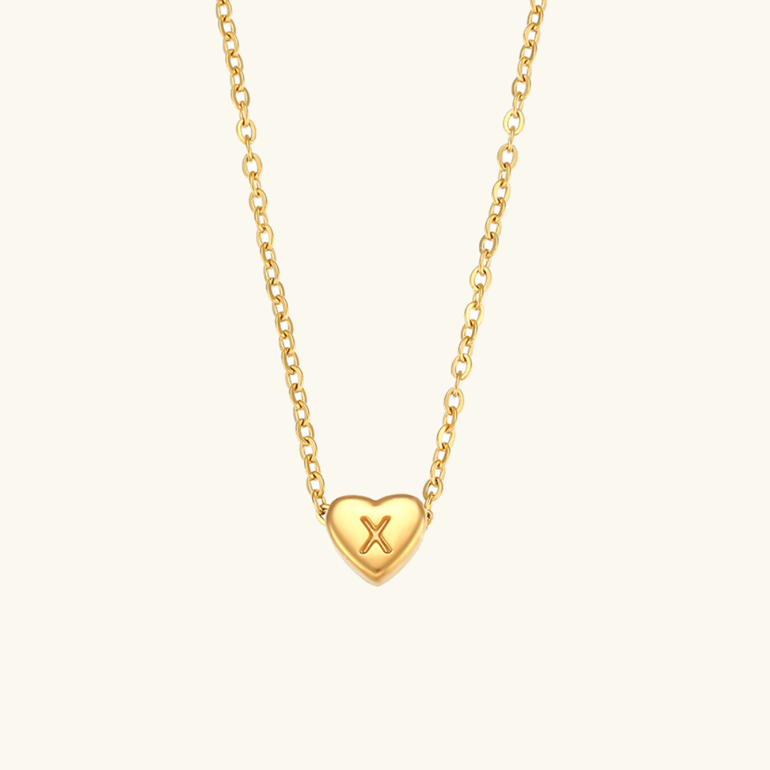 18k Gold Heart Initial Necklace