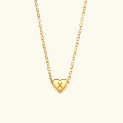 18k Gold Heart Initial Necklace
