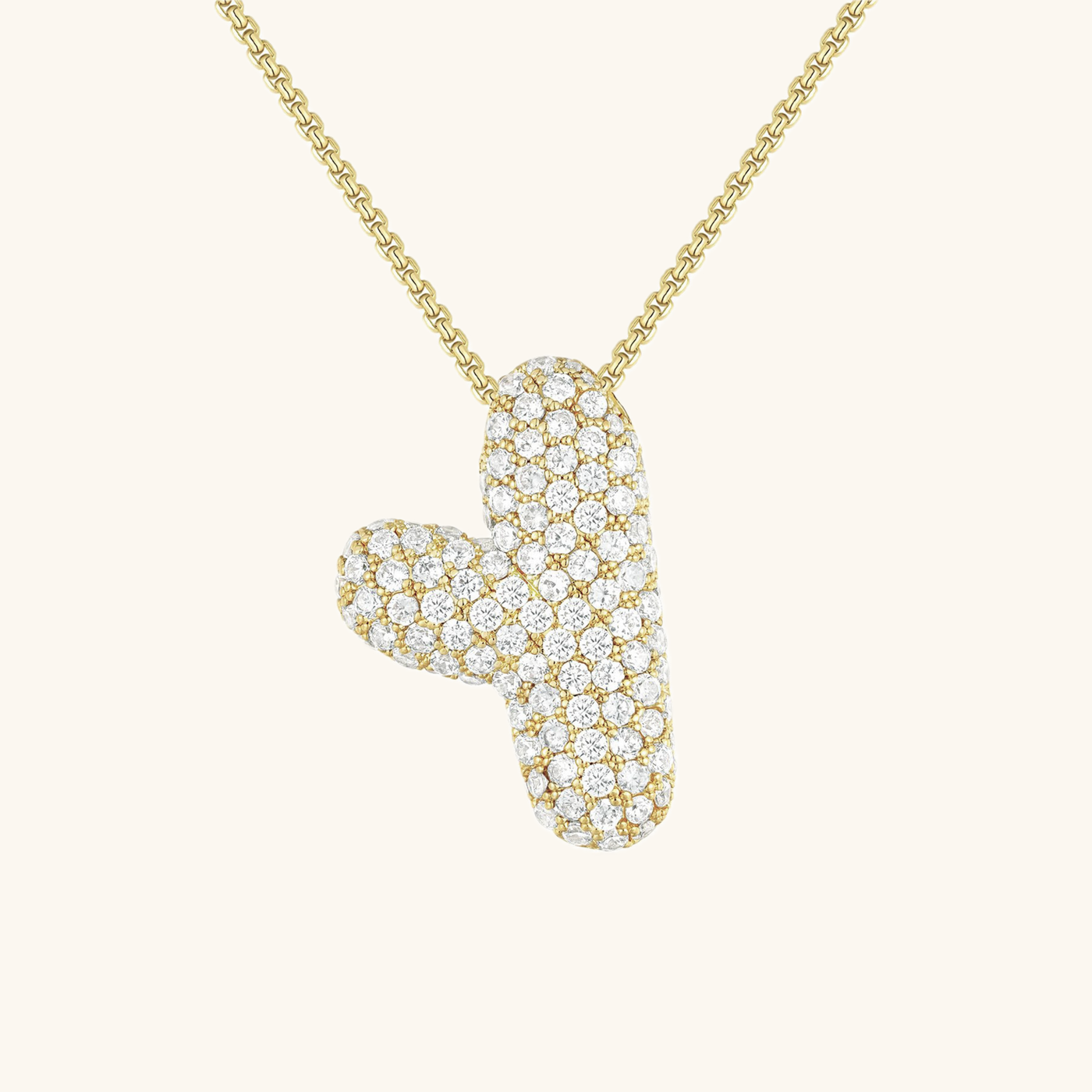 18k Gold Bubble Name Necklace with Diamond Accent