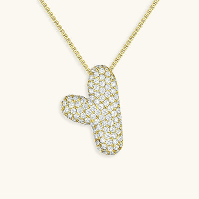 18k Gold Bubble Name Necklace with Diamond Accent