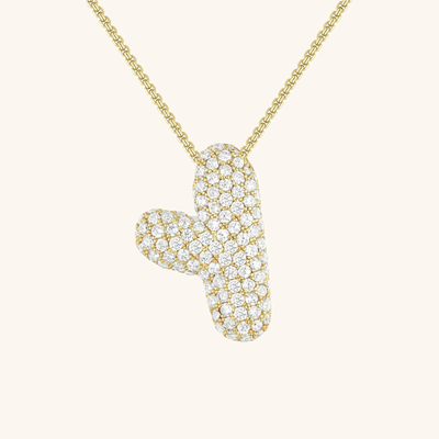 18k Gold Bubble Name Necklace with Diamond Accent