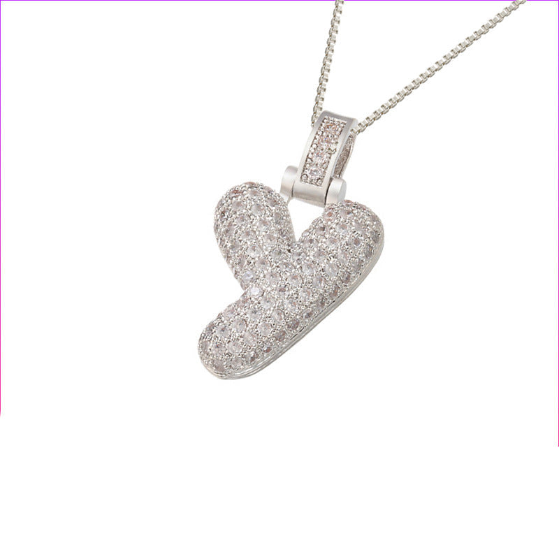 Initial Pave Bubble Necklace in 18k Gold