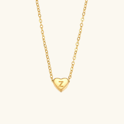 18k Gold Heart Initial Necklace