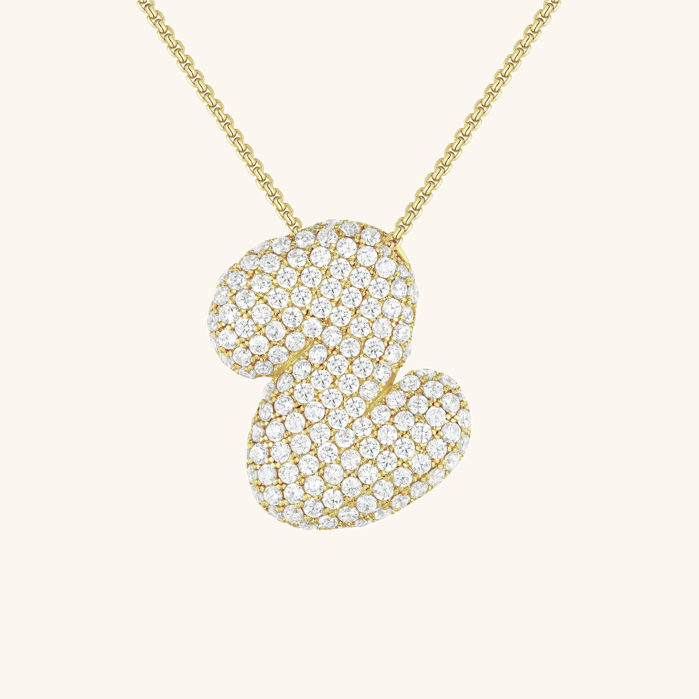 18k Gold Bubble Name Necklace with Diamond Accent
