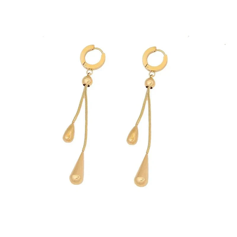 Versatile Lariat Necklace with Droplet Pendant and Coordinating Earrings