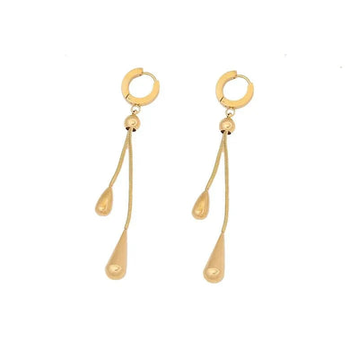 Versatile Lariat Necklace with Droplet Pendant and Coordinating Earrings