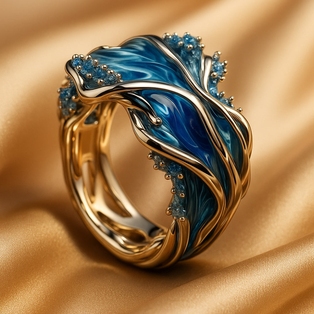 Xiomara | Retro Golden Ocean Wave Ring