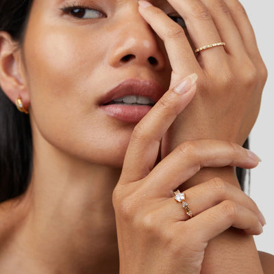 Heidi | Gold & Crystal Arquette Band Ring