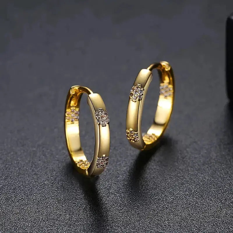Retro Golden Floral Hoop Earrings
