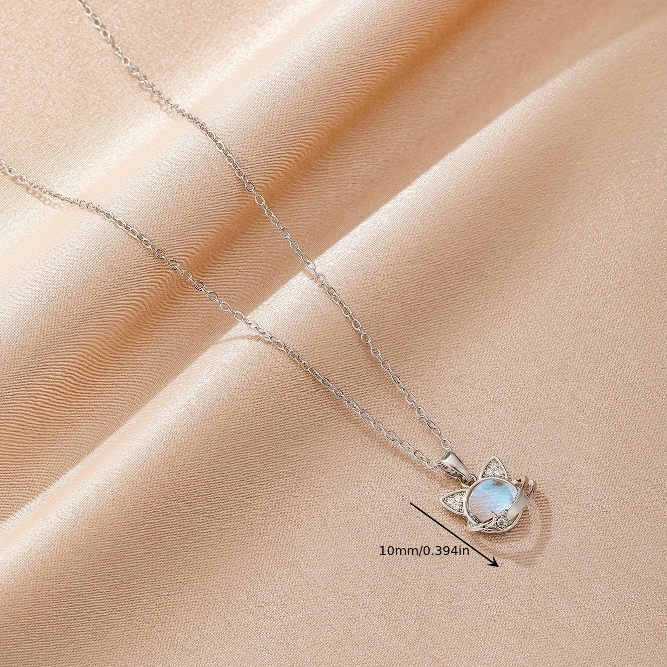 Lunar Gem Cat Pendant Necklace