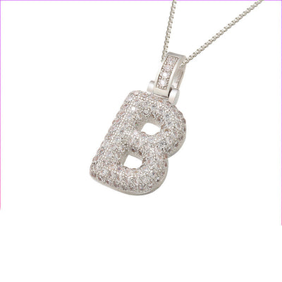 Initial Pave Bubble Necklace in 18k Gold