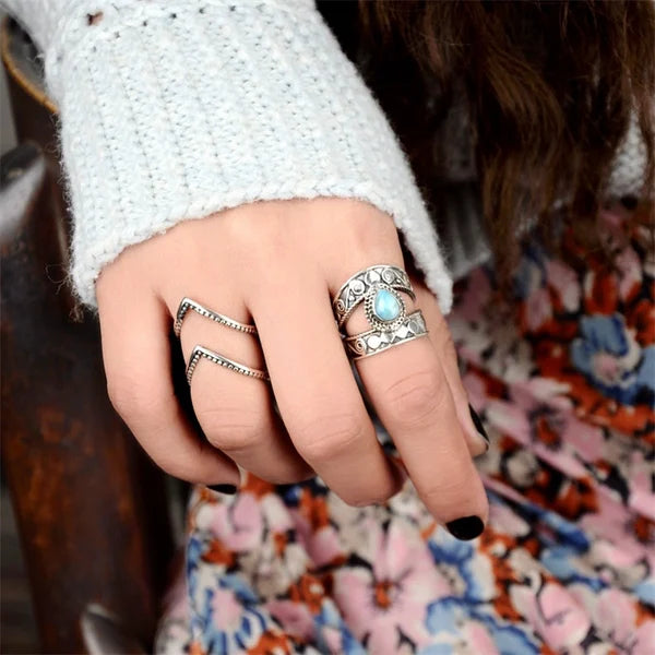 Openwork Turquoise Drop Ring