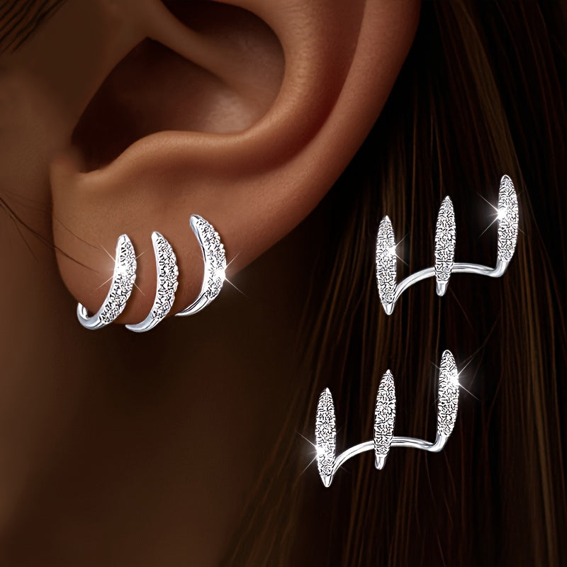 Elegant Rhinestone Three-Claw Earrings
