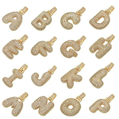 Initial Pave Bubble Necklace in 18k Gold