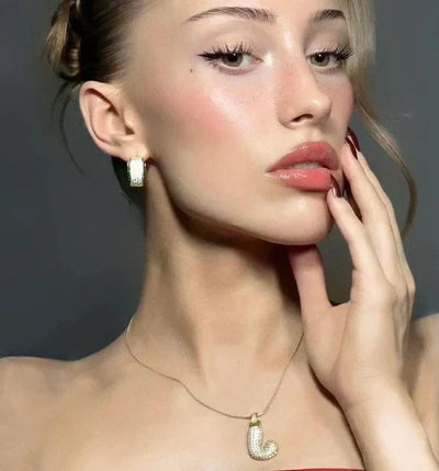 Initial Pave Bubble Necklace in 18k Gold