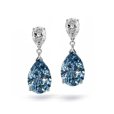Delaney | Pear-Shaped Blue Topaz Drop Earrings
