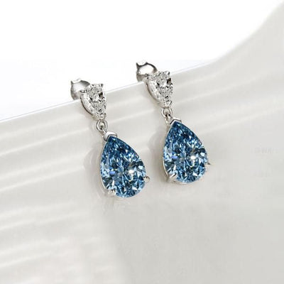 Delaney | Pear-Shaped Blue Topaz Drop Earrings