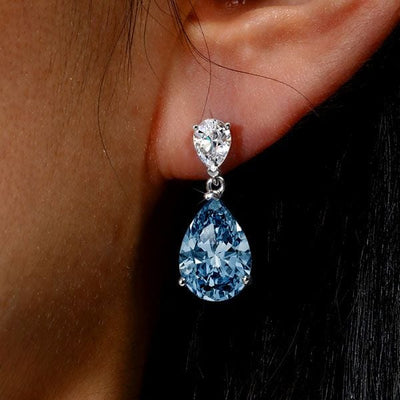 Delaney | Pear-Shaped Blue Topaz Drop Earrings