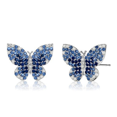 Kaylee | Blue Sapphire Earrings with Dancing Butterfly Design