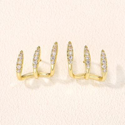 Elegant Rhinestone Three-Claw Earrings