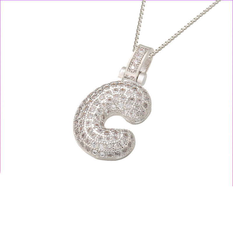 Initial Pave Bubble Necklace in 18k Gold
